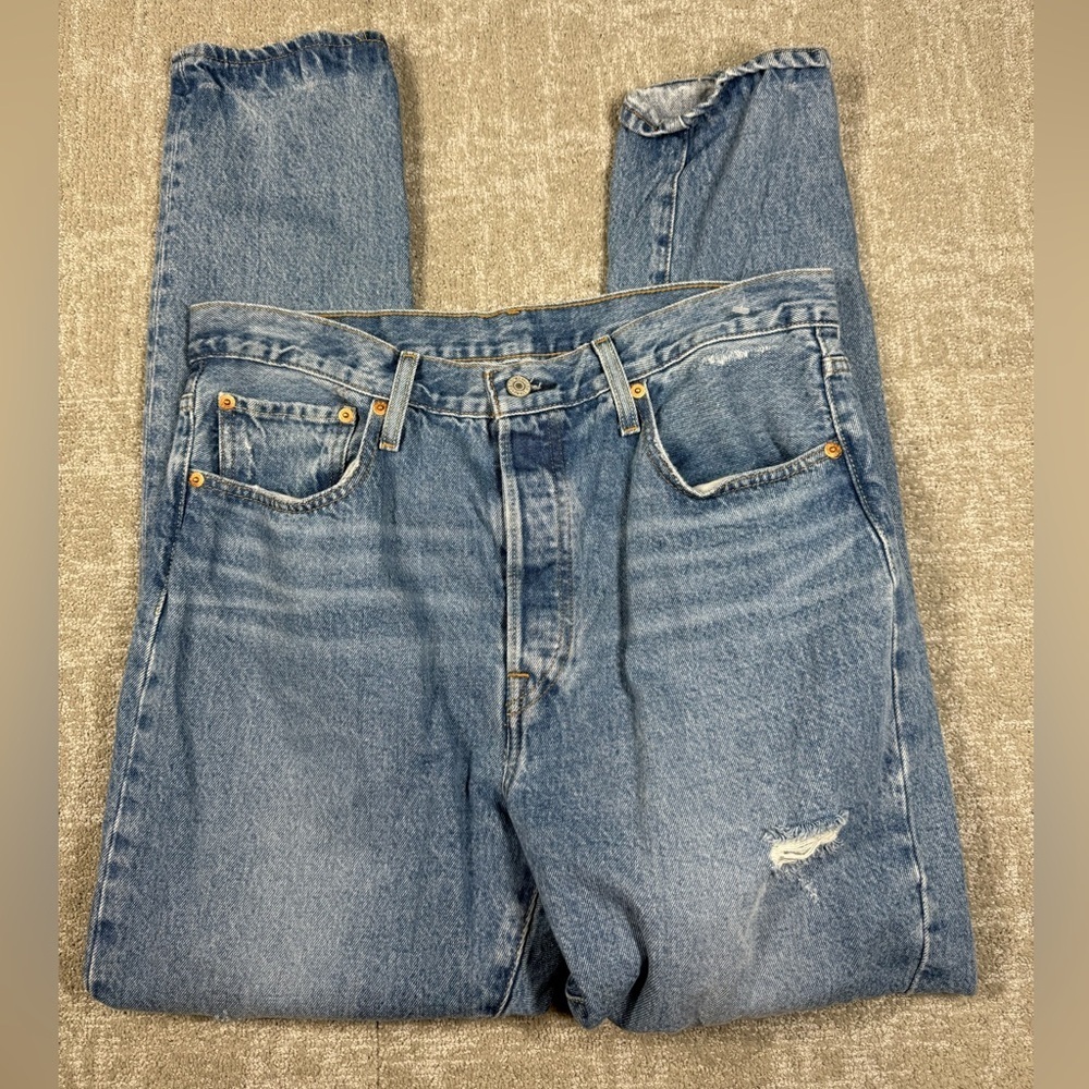 501 S Button Fly Slim Straight Blue Jean Men Size 33x32